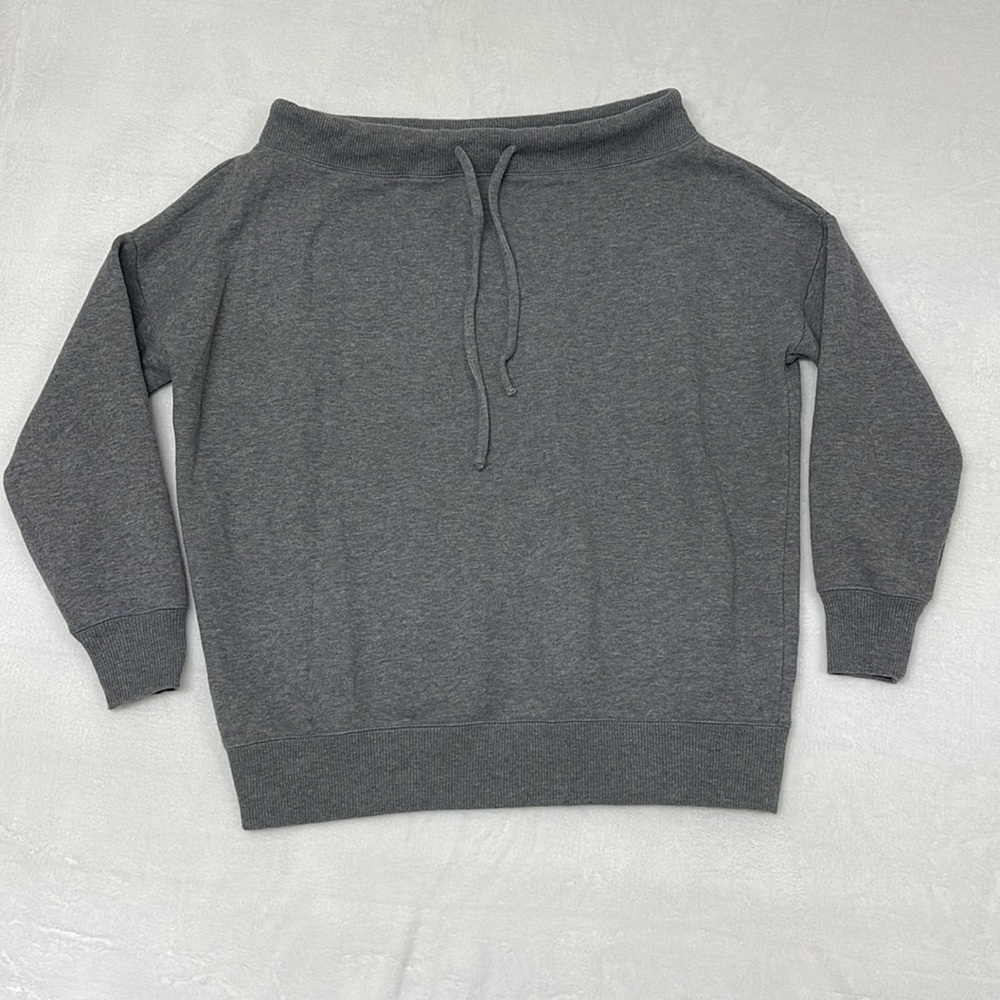 Aerie Wide Neck Drawstring Grey Pullover Sweatshirt sz XS